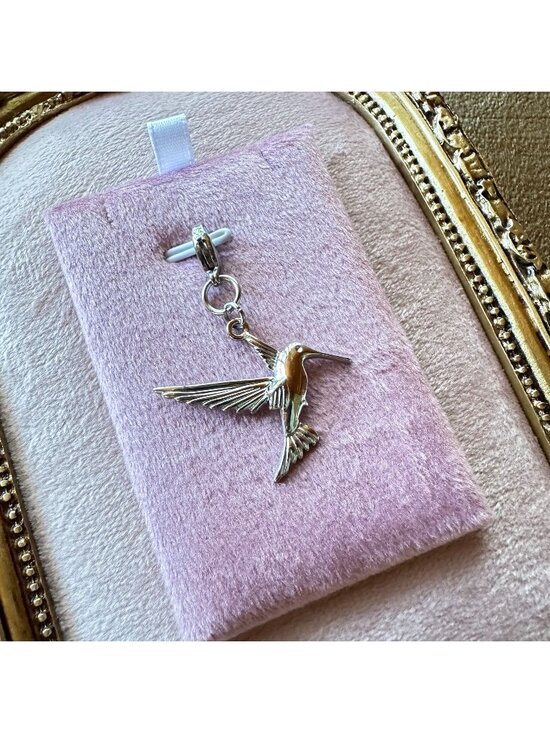 Handmade Jewelry - Hummingbird Charm Pendant With Lobster Clasp - Stainless Steel Waterproof